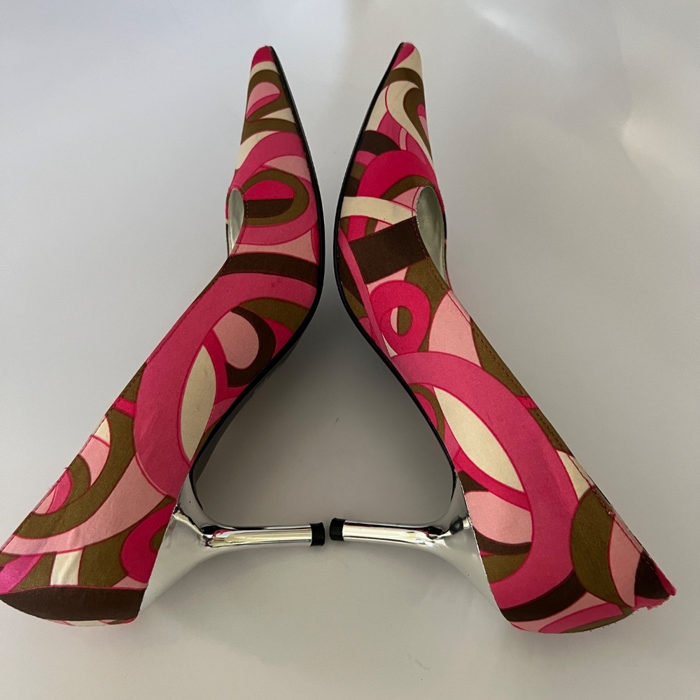 Steve Madden Chelsee Stain Pump Multi Pointed Toe Silver Heels Shoes Sz 6.5 M - Picture 5 of 12